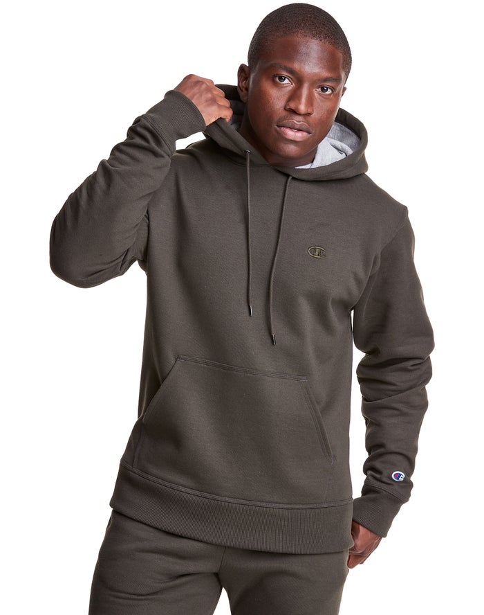 Champion Powerblend Fleece C Logo Hoodie Heren - DonkerOlijfgroen - Belgie 7409ZNUQY